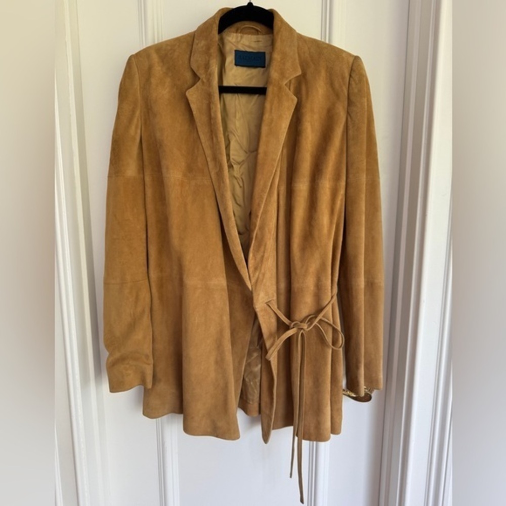 BALMAIN Paris Soft Suede and Satin Lined Tie Blazer / Jacket 42